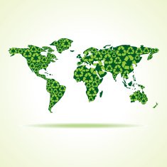 recycle icons make world map stock vector