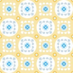 Seamless yellow pattern with flowers in the circles