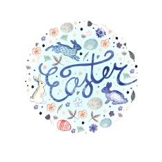 Easter pastel watercolor illustration