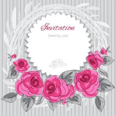 Romantic flower greeting card with roses and copy space