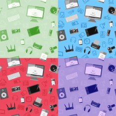 Vector seamless pattern with different gadgets N8