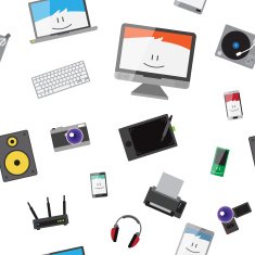 Vector seamless pattern with different gadgets N9