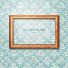 Wooden frame on the wall Vintage background