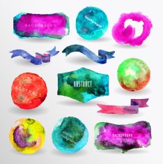 Set of watercolor label