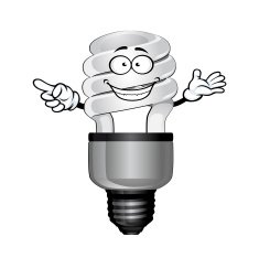 Cartoon saving light bulb character