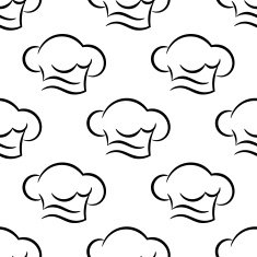 Chef or cook caps seamless outline pattern