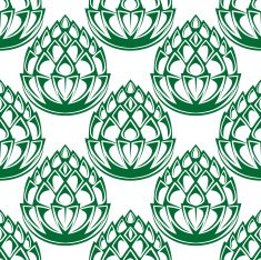 Green hop blooms seamless pattern
