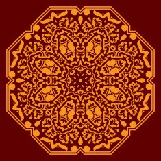 Circular ornament with orange elements