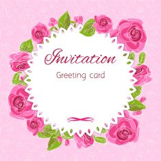 Romantic flower greeting card with roses and copy space N4