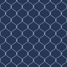 Nautical rope seamless fishnet pattern on dark blue background