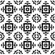 Trendy hipster Black and white pixel seamless pattern indian motifs N7