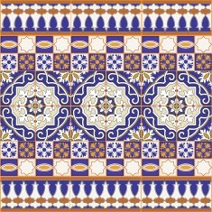 Gorgeous seamless patchwork pattern from colorful Moroccan tiles ornaments N6