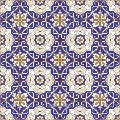 Gorgeous seamless patchwork pattern from colorful Moroccan tiles ornaments N7