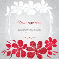 Gentle grey card with flowers and white lace branches