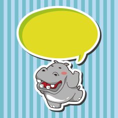 animal hippo cartoon theme elements N10