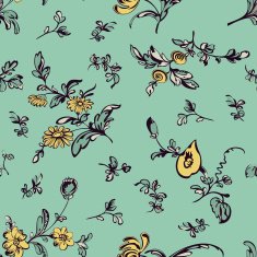 Seamless vintage floral pattern green background