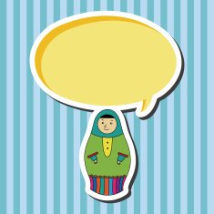 Matryoshka Russian traditional wooden doll vector pattern ele N21