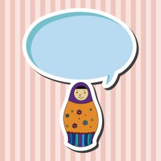 Matryoshka Russian traditional wooden doll vector pattern ele N23