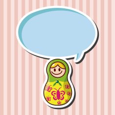 Matryoshka Russian traditional wooden doll vector pattern el N152