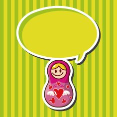 Matryoshka Russian traditional wooden doll vector pattern el N156