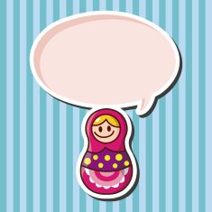 Matryoshka Russian traditional wooden doll vector pattern el N157