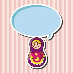 Matryoshka Russian traditional wooden doll vector pattern el N158