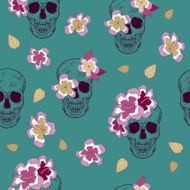 special seamless pattern with skull and flowers N3