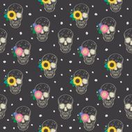 special seamless pattern with skull and flowers N4