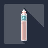 Flat modern design with shadow Big Ben N2