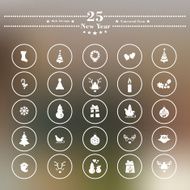 Icons flat is the new year on white blur background N6