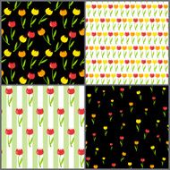 Floral Seamless Pattern Background Set Vector Illustration