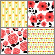 Floral Seamless Pattern Background Set Vector Illustration N2