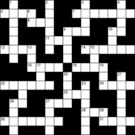 Empty 15x15 squares British-style crossword grid with numbers