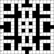 Empty 15x15 squares British-style crossword grid with numbers N8