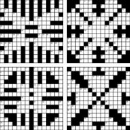 Collection of empty 15x15 squares American-style crossword grids with numbers