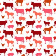 Beautiful farm animals seamless pattern in color for background