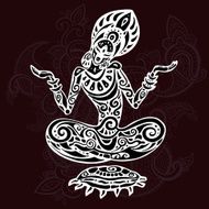 Meditation lotus pose Tattoo style N2