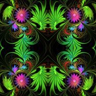 Flower pattern in fractal design Purple and green palette