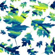 Seamless texture with colored watercolor maple leaves N2