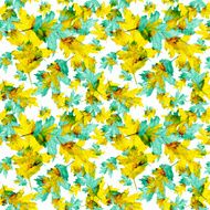 Seamless texture with colored watercolor maple leaves N3