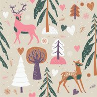 Reindeer in a winter woodland