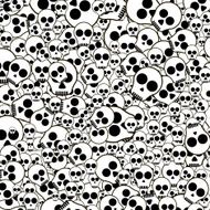Black and white Seamless pattern with skulls N2