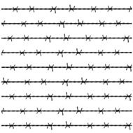 Barbed wire seamless background Vector fence illustration isolated on white N2