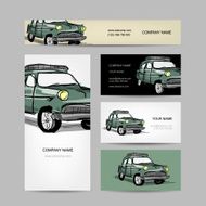 Business cards design retro car