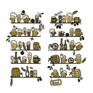 Shelves with beer icons sketch for your design N4