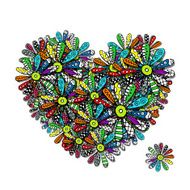 Colorful floral heart for your design N3