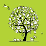 Art tree with baby toys for your design