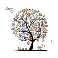Art tree with baby toys for your design N2