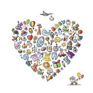 Baby toys frame heart shape for your design