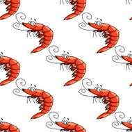 Cartoon red shrimps seamless pattern